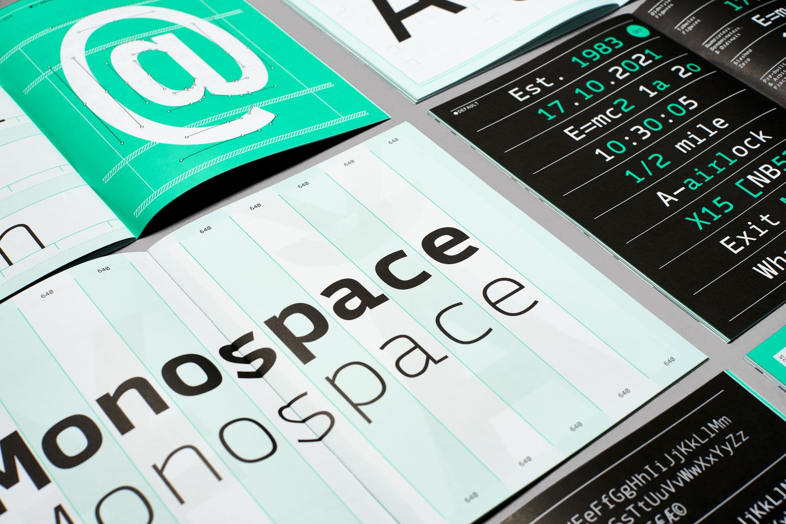 A 40-page printed specimen exploring Syke Mono's expanded family of ten styles, with a visual identity inspired by dot matrix printing and traditional continuous-feed paper.