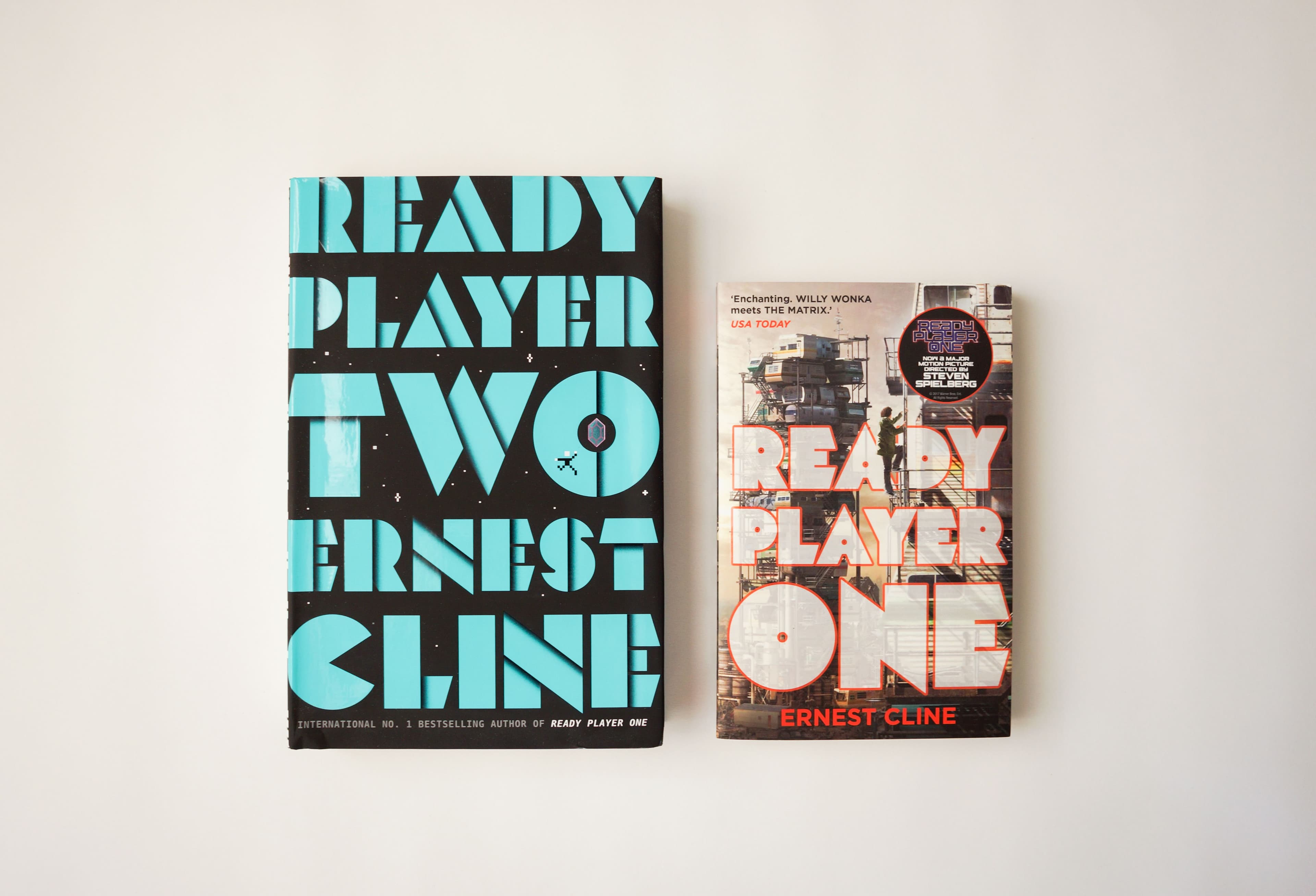 Mekon's distinctive geometric letterforms take centre stage on the covers of Ernest Cline's bestselling science-fiction novels, Ready Player One and Ready Player Two.